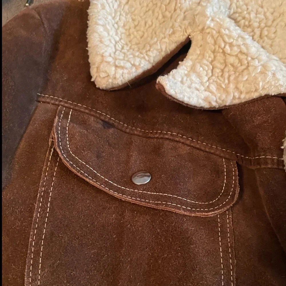 Vintage 70s Towncraft Suede Shearling Ranch Jacket 46 REG Western Trucker